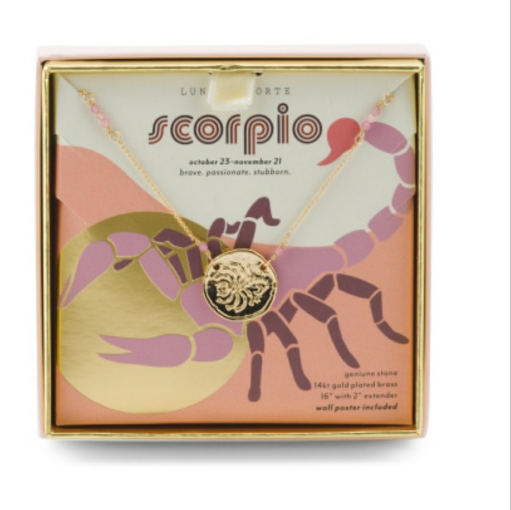 14kt Gold Zodiac《Scorpio》Gemstone Necklace